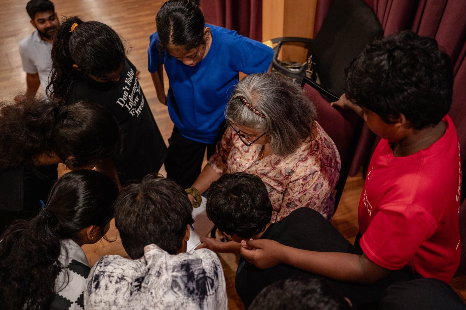 Children and staff during an activity at the home